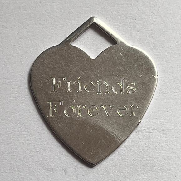 Silver 925 Friends Forever Heart Charm Pendant - Picture 1 of 11